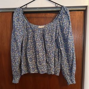 🤩 Universal Thread Navy Blue Floral Long Sleeve Blouse Size Medium
